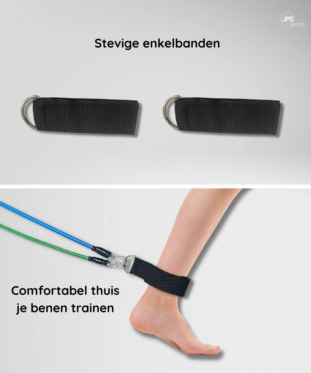 JPS Sports® Resistance Bands Set - Fitness Elastiek - Weerstandsbanden - Handvaten - Enkelbanden - Draagtas - tot 55KG JPS Sports® Resistance Bands Set - Fitness Elastiek - Weerstandsbanden - Handvaten - Enkelbanden - Draagtas - Tot 55KG -Fitnessapparatuur Serie Winkel 1000x1200 5