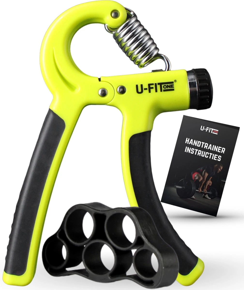 U-Fit One Green Handtrainer met Vingertrainer - Handknijper set - Knijphalter - Onderarm trainer - Vinger - Fitness U-Fit One Green Handtrainer Met Vingertrainer - Handknijper Set - Knijphalter - Onderarm Trainer - Vinger - Fitness -Fitnessapparatuur Serie Winkel