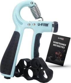 U-Fit One Teller Handtrainer 10 Tot 60kg - Verstelbare Handgrip - Handknijper - Vingertrainer - Onderarm Grip Trainer - Lichtblauw
