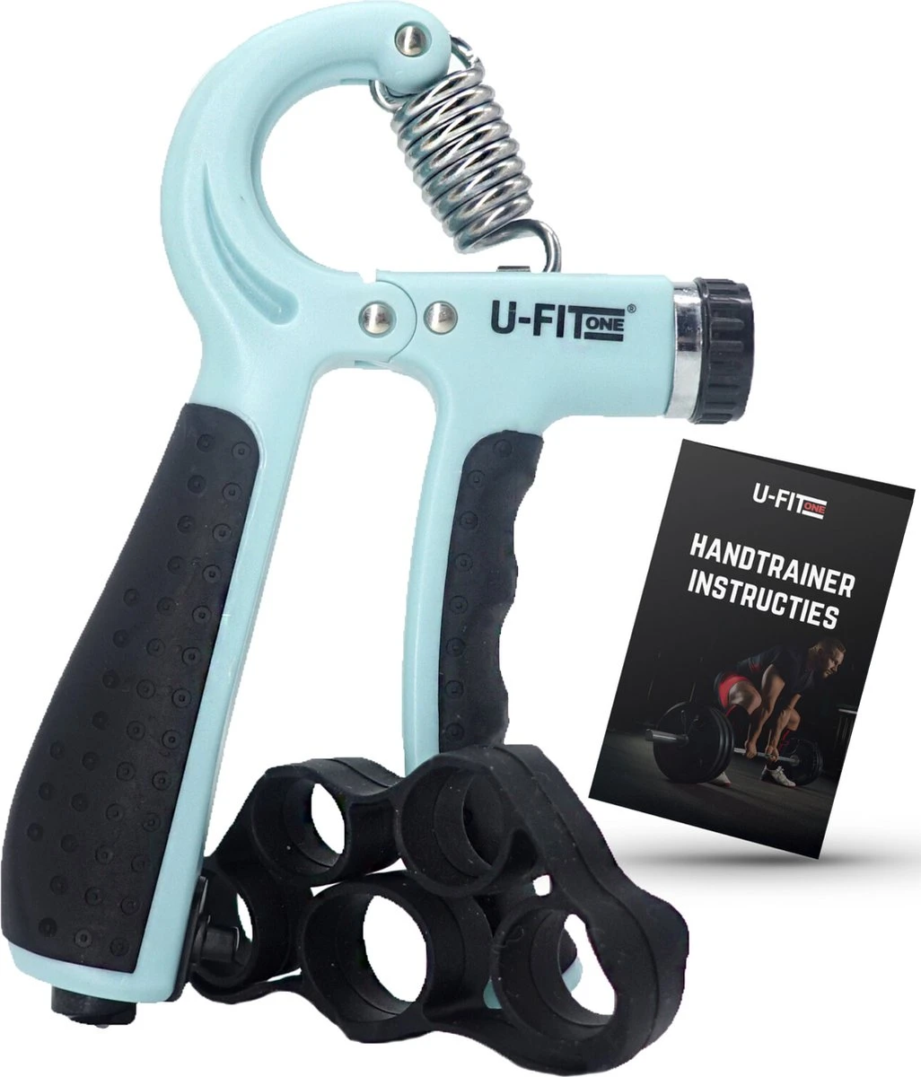 U-Fit One Teller Handtrainer 10 tot 60kg - Verstelbare Handgrip - Handknijper - Vingertrainer - Onderarm Grip Trainer - Lichtblauw U-Fit One Teller Handtrainer 10 Tot 60kg - Verstelbare Handgrip - Handknijper - Vingertrainer - Onderarm Grip Trainer - Lichtblauw -Fitnessapparatuur Serie Winkel