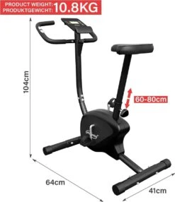 Physionics® Hometrainer - Met LCD-display, Verstelbare Zitting & Weerstand, Met Handpolssensoren, Tot 100 Kg, Zwart - Hometrainer, Fietstrainer, Fitnessfiets, Fitnessfiets, Ergometer -Fitnessapparatuur Serie Winkel 1037x1200 1