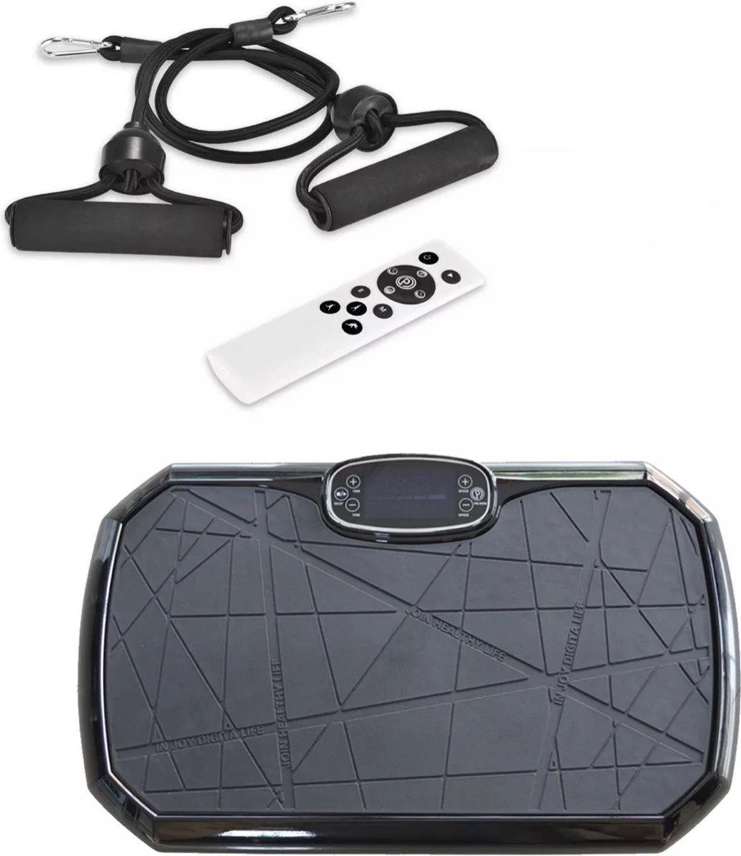 Luxari - Trilplaat Pro - Bluetooth Speaker - 5 trainingsprogramma's & 180 Niveaus - 2 Fitness Weerstandskabels - Afstandsbediening - Zwart Luxari - Trilplaat Pro - Bluetooth Speaker - 5 Trainingsprogramma's & 180 Niveaus - 2 Fitness Weerstandskabels - Afstandsbediening - Zwart -Fitnessapparatuur Serie Winkel 1038x1200 1