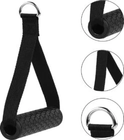MJ Sports Premium Strap Handles Inclusief 2 Karabijnhaken - Handvatten Set - Voor Krachtstations En Weerstandsbanden - Cable Crossover - Fitness - Handgrepen Met D-ring - Zwart -Fitnessapparatuur Serie Winkel 1058x1200