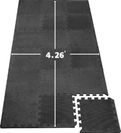 SWILIX ® Puzzelmat - 48 Stuks - 237 X180 X 1.2 (48 X 31x 31cm) - 4,26 M² Zachte Vloermat - Zwart -Fitnessapparatuur Serie Winkel 1089x1200 2