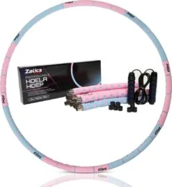 Zelics Sports - Professionele Fitness Hoelahoep Voor Volwassenen Met Gewicht - Gemaakt Van Roestvrij Staal, Zachte Foam En Anti-Zweet Buitenlaag - Sport Hoepel - Hula Hoop - Weight Hoop - Hoepel Fitness - 92cm/1.2 Kg Vulbaar- Inclusief Spingtouw