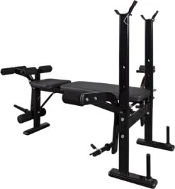 Venom Sports Halterbank – Fitnessbank – Verstelbare Rugleuning – Uiterst Geschikt Voor Gewichten – Incl. Beenhouder – Zachte Handgrepen – PU Kussens – Triangel Structuur – Inklapbaar - Zwart - 182x116x112cm -Fitnessapparatuur Serie Winkel 1114x1200
