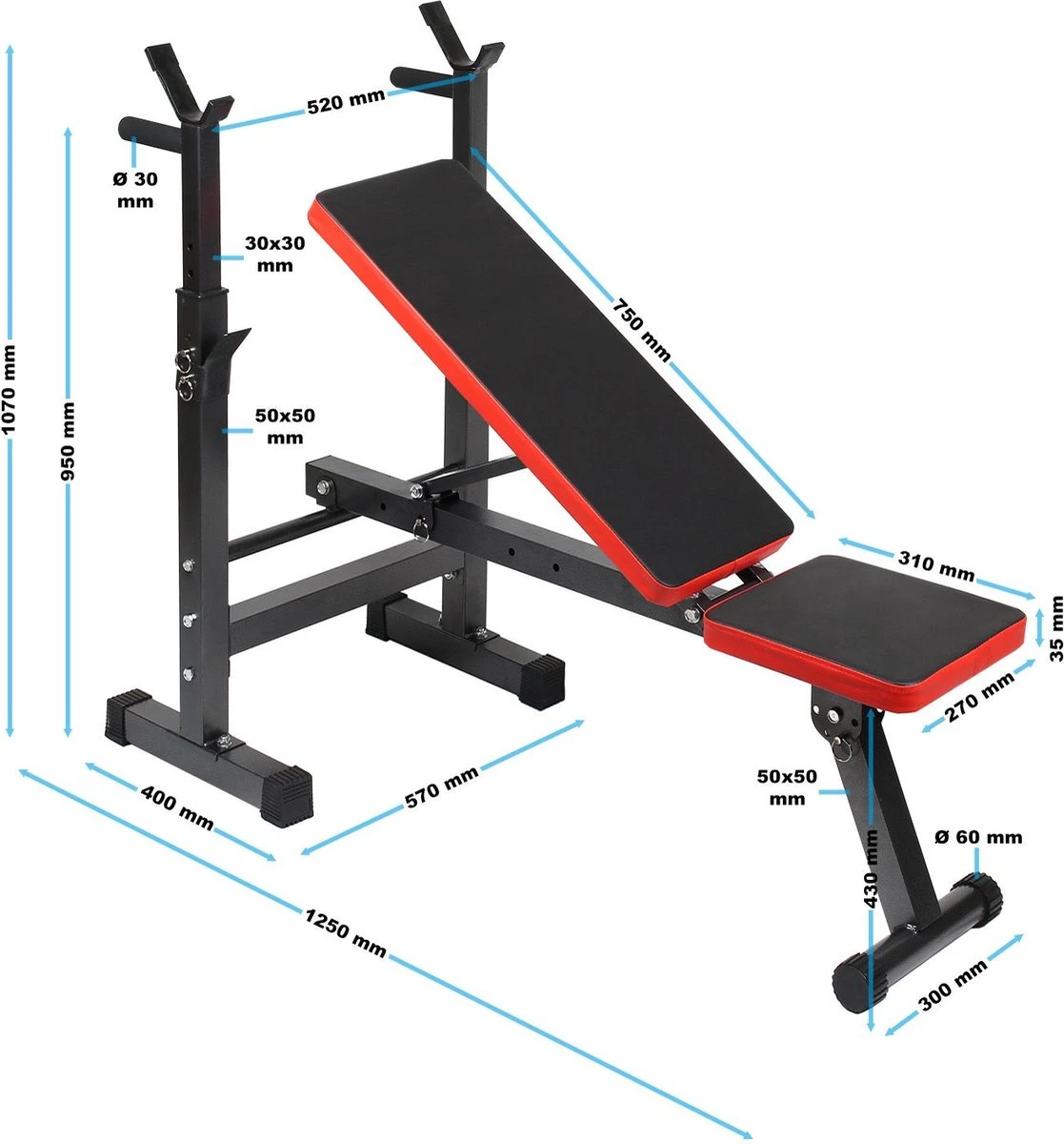 Inklapbare halterbank tot 230kg; vlakke trainingsbank, hellingbank, fitness bank - Multistrobe Inklapbare Halterbank Tot 230kg; Vlakke Trainingsbank, Hellingbank, Fitness Bank - Multistrobe -Fitnessapparatuur Serie Winkel 1117x1200 4
