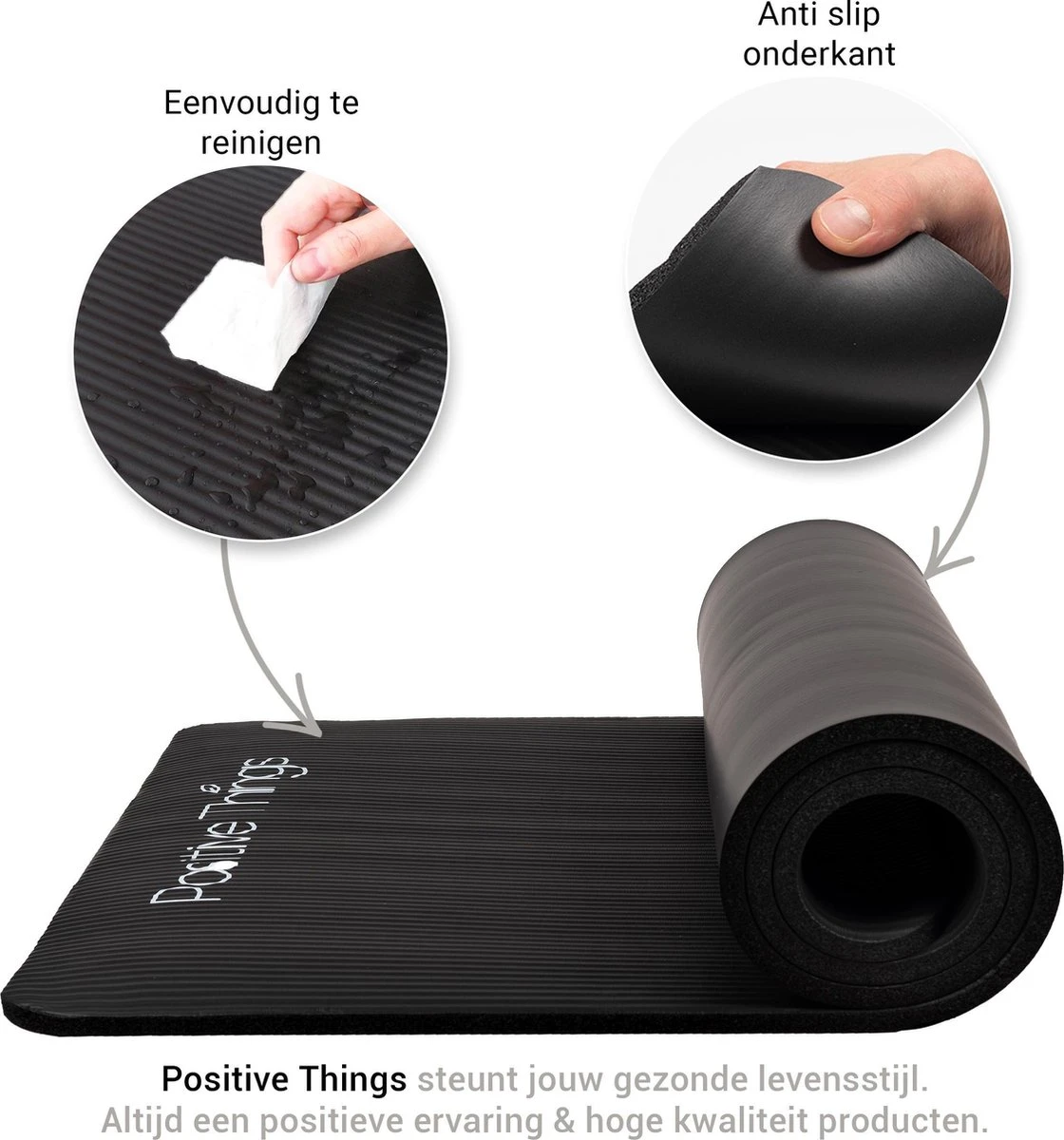 Yoga Mat Sportmat Fitnessmat Antislip NBR - 1 cm Zwart Yoga Mat Sportmat Fitnessmat Antislip NBR - 1 Cm Zwart -Fitnessapparatuur Serie Winkel 1120x1200 1