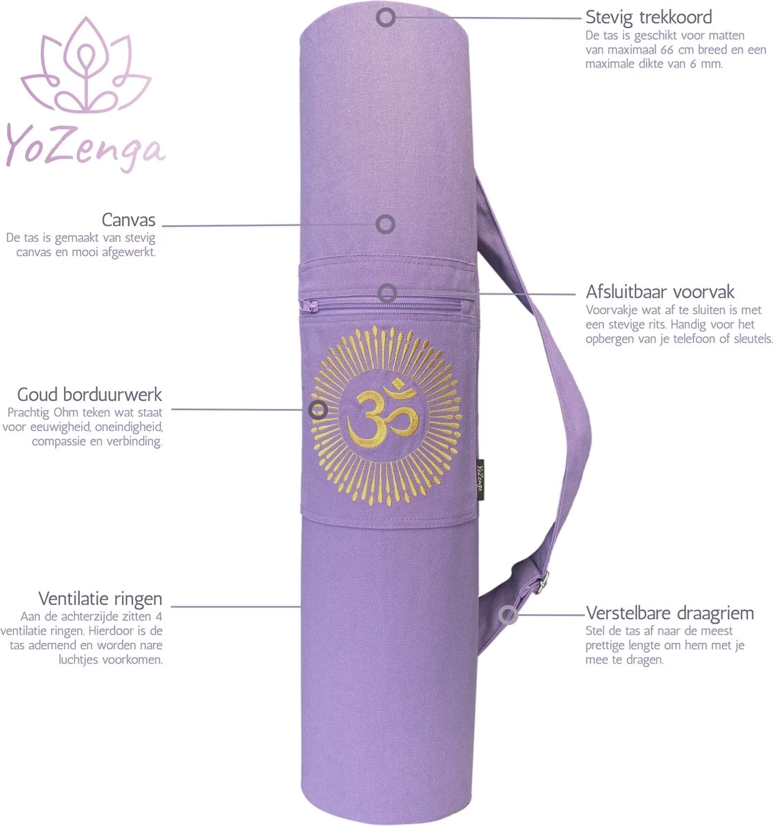 YoZenga yogatas | Ohm Lovely Lilac met trekkoord | Sporttas | Yoga koker tas YoZenga Yogatas | Ohm Lovely Lilac Met Trekkoord | Sporttas | Yoga Koker Tas -Fitnessapparatuur Serie Winkel 1122x1200 5