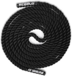 Rebblo - Battle Rope - Soft Grip - Krachttouw - 7,5 Kg Fitness Touw - 38 Mm Dik - 9 Meter - Zwart -Fitnessapparatuur Serie Winkel 1132x1200 3