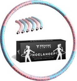 Breaking Limits Fitness Hoelahoep Voor Volwassenen – Gemaakt Van Roestvrij Staal, Zachte Foam En Anti-Zweet Buitenlaag – Sport Hoepel – Hula Hoop/ Weight Hoop – HoolaHoop – Roze – 94CM + 1 Tot 8 KG