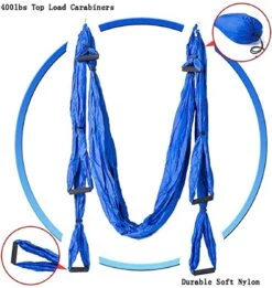 Nixnix - Yoga Hangmat - Blauw - Aerial Yoga Swing - Compleet Systeem Met 3 Sets Handgrepen - Tot 300kg -Fitnessapparatuur Serie Winkel 1137x1200