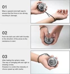 U-Fit One PowerBall Met Led Verlichting & Autostart - Forceball - WristBall - Spinner - Handtrainer - Polstrainer - Stressbal - Zwart -Fitnessapparatuur Serie Winkel 1139x1200 2