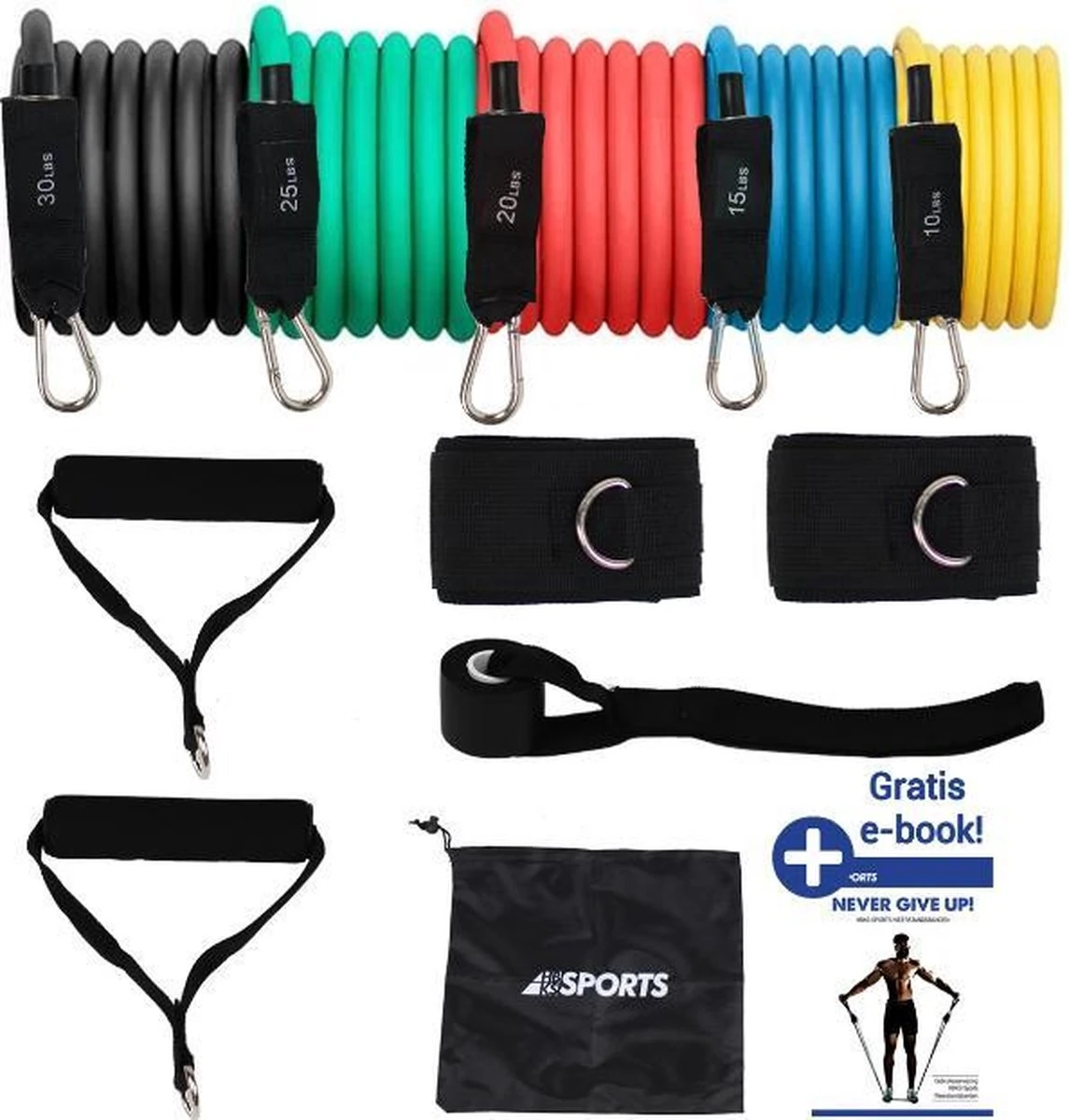 Weerstandsbanden Set - 11-delige Set - Resistance Band - Fitness Elastiek Set - Muscle Bands Elastic - met Handvatten Weerstandsbanden Set - 11-delige Set - Resistance Band - Fitness Elastiek Set - Muscle Bands Elastic - Met Handvatten -Fitnessapparatuur Serie Winkel