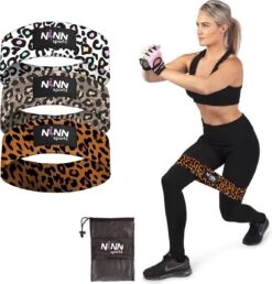 NINN Sports - Weerstandsbanden Set Van 3 Cheetah - Bootybands - Weerstandsband - Resistance Band - Fitnessband
