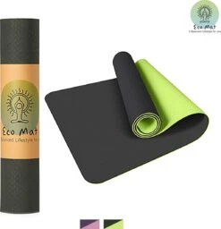 Eco Yoga Mat - Inclusief Draagriem - Anti Slip - Extra Dik (6 Mm) - 183 X 61 X 0,6 Cm - Zwart/Groen - Diverse Kleuren -Fitnessapparatuur Serie Winkel 1156x1200 1