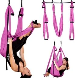 Yoga Aerial Swing Hangmat Compleet Systeem Met 3 Sets Handgrepen Gewicht Tot 300kg Roze -Fitnessapparatuur Serie Winkel 1158x1200 2