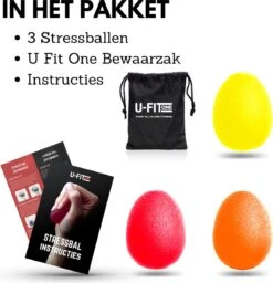 U-Fit One 3 Stuks Stressbal- Stressballen - Fidget - Handtrainer - Handknijper - Knijphalter -Fitnessapparatuur Serie Winkel 1160x1200 5