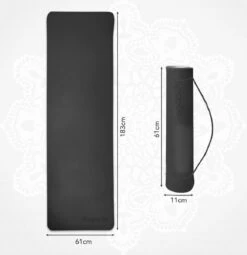 LifeGoods Yogamat - 61x183x0,6cm - Draagriem - Extra Dik - Zwart/Grijs -Fitnessapparatuur Serie Winkel 1161x1200 4
