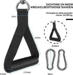 MJ Sports Premium Strap Handles Inclusief 2 Karabijnhaken - Handvatten Set - Voor Krachtstations En Weerstandsbanden - Cable Crossover - Fitness - Handgrepen Met D-ring - Zwart -Fitnessapparatuur Serie Winkel 1163x1200