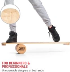BoarderKING Indoorboard Classic Balance Board + Mat + Rol Hout/kurk Geel -Fitnessapparatuur Serie Winkel 1173x1200 1