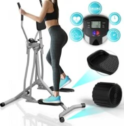 GoodVibes - Crosstrainer Met LCD-scherm Voor Thuisgebruik Met Hartslagsensor En Buiksteun - Thuistrainer - Stepper - Cardiotrainer - Homegym