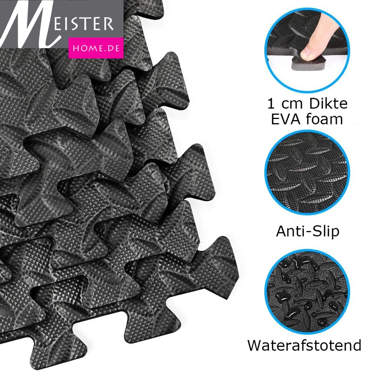 Meisterhome ® geluidsdempende sport EVA puzzelmat set - Waterdichte fitness mat met mooie afgewerkte randen - Zachte yogamat Easy installeren/schoonmaken - Fitnessruimte/meditatie - Warmte isolerend - 60 x 60 x 1 cm - 15 stuks 5.40 m²- Zwart Meisterhome ® Geluidsdempende Sport EVA Puzzelmat Set - Waterdichte Fitness Mat Met Mooie Afgewerkte Randen - Zachte Yogamat Easy Installeren/schoonmaken - Fitnessruimte/meditatie - Warmte Isolerend - 60 X 60 X 1 Cm - 15 Stuks 5.40 M²- Zwart -Fitnessapparatuur Serie Winkel 1180x1200 1