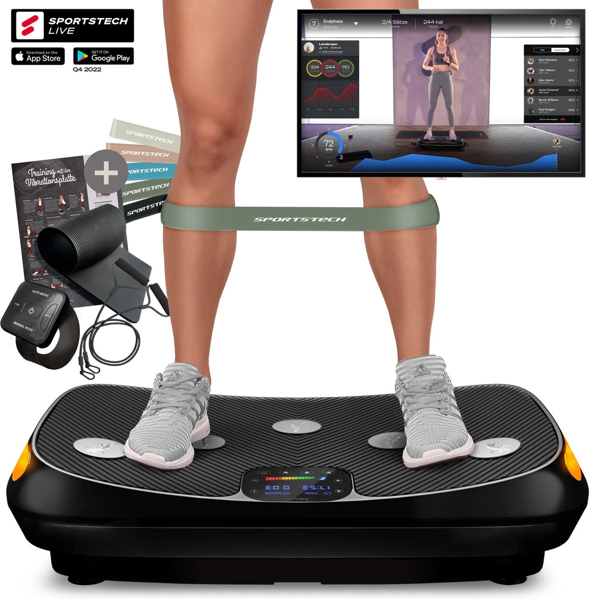 Sportstech Germany - 4D-trilplaat VP400 met uniek gebogen ontwerp Sportstech Germany - 4D-trilplaat VP400 Met Uniek Gebogen Ontwerp -Fitnessapparatuur Serie Winkel