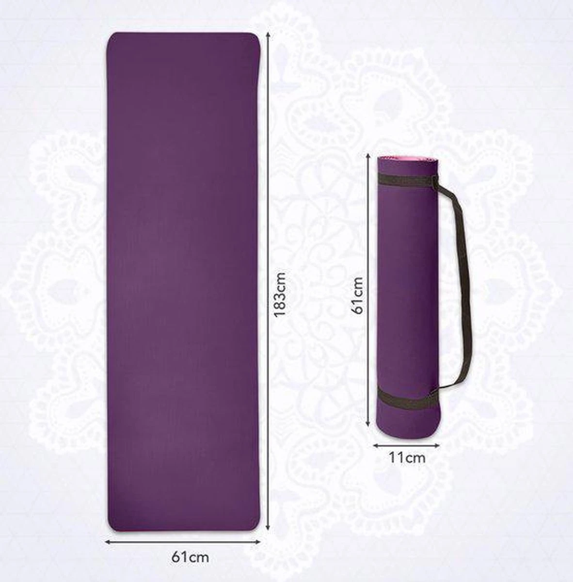 Eco Yoga Mat - Inclusief Draagriem - Anti Slip - Extra Dik (6 mm) - 183 x 61 x 0,6 cm - Paars/Roze - Diverse kleuren Eco Yoga Mat - Inclusief Draagriem - Anti Slip - Extra Dik (6 Mm) - 183 X 61 X 0,6 Cm - Paars/Roze - Diverse Kleuren -Fitnessapparatuur Serie Winkel 1182x1200 4