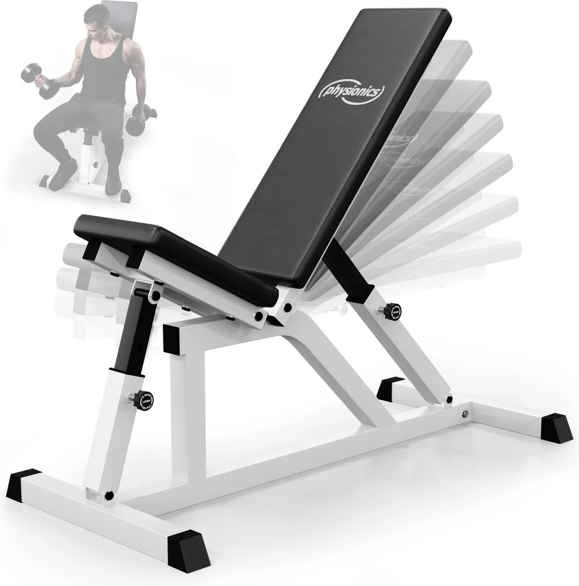 Physionics - Verstelbare Halterbank - Buiktrainer - Fitnessbank - Antislip - Staal - Trainingsapparaat Physionics - Verstelbare Halterbank - Buiktrainer - Fitnessbank - Antislip - Staal - Trainingsapparaat -Fitnessapparatuur Serie Winkel 1186x1200 10