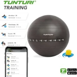 Tunturi Fitnessbal - Gymball - Swiss Ball - 90 Cm - Anti Burst - Incl. Pomp - Zwart - Incl. Gratis Fitness App -Fitnessapparatuur Serie Winkel 1188x1200 28