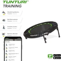 Tunturi Fitness Trampoline - Mini Trampoline - Opvouwbaar - 104cm Springoppervlak - Inclusief Beschermrand & Handgrip - Incl. Gratis Fitnessapp -Fitnessapparatuur Serie Winkel 1188x1200 3