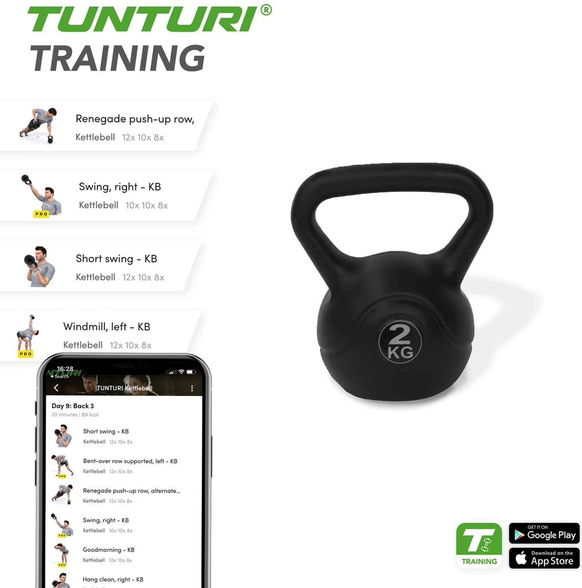 Tunturi PVC Kettle Bell - Kettlebell - 2 kg - Incl. gratis fitness app Tunturi PVC Kettle Bell - Kettlebell - 2 Kg - Incl. Gratis Fitness App -Fitnessapparatuur Serie Winkel 1188x1200 31