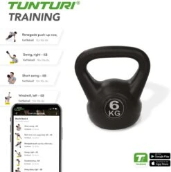 Tunturi PVC Kettle Bell - Kettlebell - 6 Kg - Incl. Gratis Fitness App 6 Tunturi PVC Kettle Bell - Kettlebell - 6 Kg - Incl. Gratis Fitness App -Fitnessapparatuur Serie Winkel 1188x1200 32