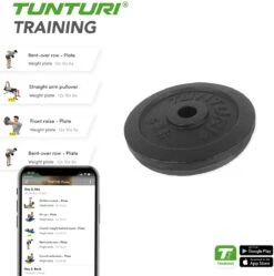 Tunturi Halterschijf - Halter Gewichten - 1 X 5 Kg - Ø 30 Mm - Gietijzer - Incl. Gratis Fitness App -Fitnessapparatuur Serie Winkel 1188x1200 39