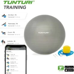 Tunturi Fitness Bal - Yoga Bal Inclusief Pomp - Pilates Bal - Zwangerschaps Bal - 55 Cm - Kleur: Zilver - Incl. Gratis Fitness App 6 Tunturi Fitness Bal - Yoga Bal Inclusief Pomp - Pilates Bal - Zwangerschaps Bal - 55 Cm - Kleur: Zilver - Incl. Gratis Fitness App -Fitnessapparatuur Serie Winkel 1189x1200 3