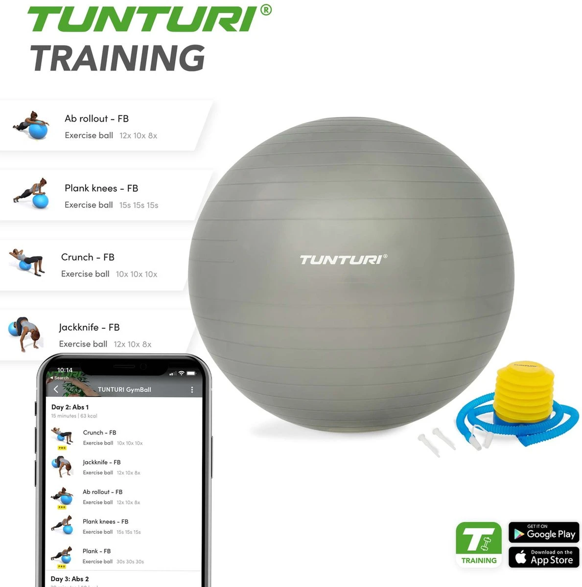 Tunturi Fitness bal - Yoga bal inclusief pomp - Pilates bal - Zwangerschaps bal - 55 cm - Kleur: zilver - Incl. gratis fitness app Tunturi Fitness Bal - Yoga Bal Inclusief Pomp - Pilates Bal - Zwangerschaps Bal - 55 Cm - Kleur: Zilver - Incl. Gratis Fitness App -Fitnessapparatuur Serie Winkel 1189x1200 3