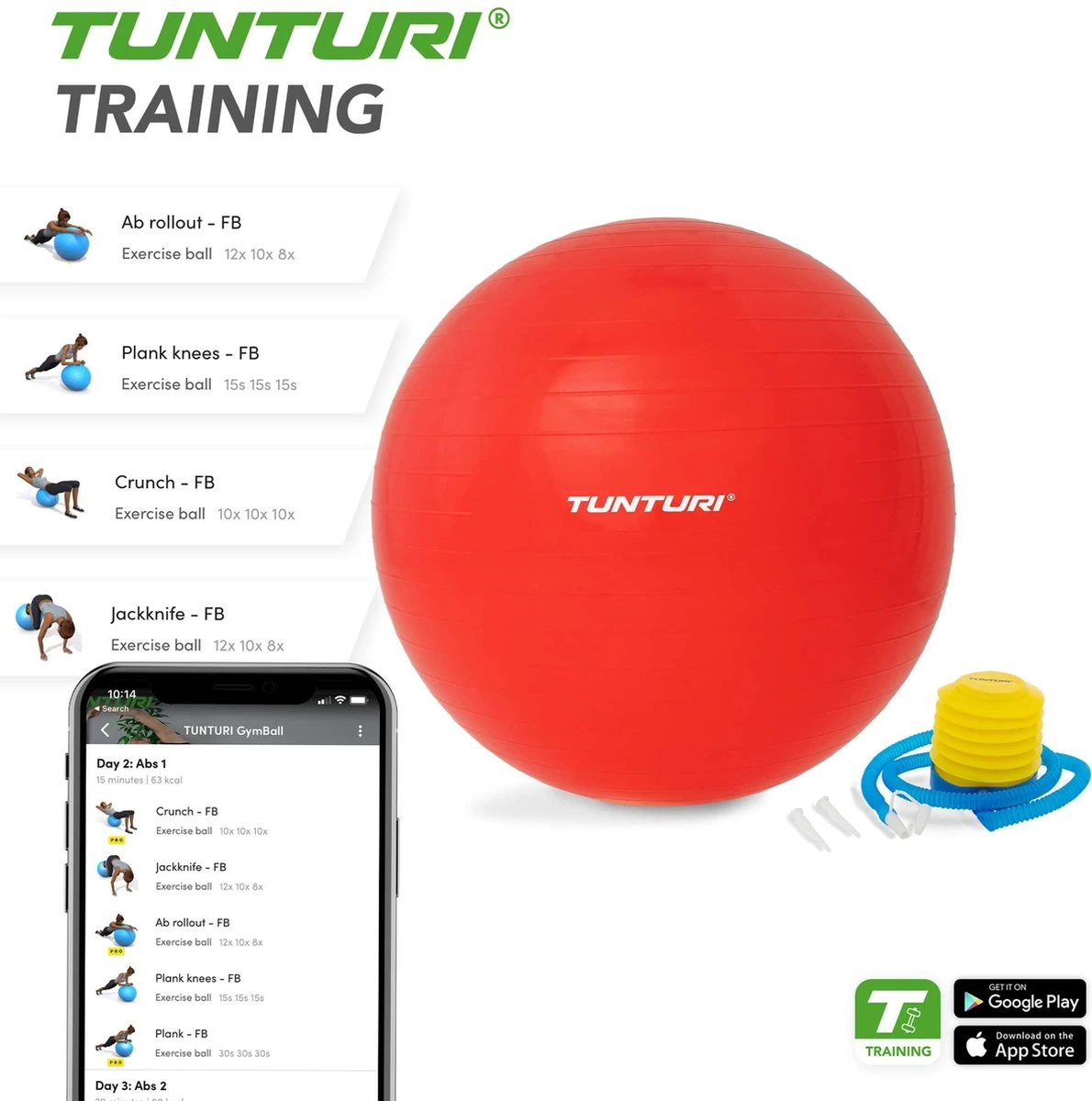 Tunturi Fitness bal - Yoga bal inclusief pomp - Pilates bal - Zwangerschaps bal - 55cm - Kleur: rood - Incl. gratis fitness app Tunturi Fitness Bal - Yoga Bal Inclusief Pomp - Pilates Bal - Zwangerschaps Bal - 55cm - Kleur: Rood - Incl. Gratis Fitness App -Fitnessapparatuur Serie Winkel 1190x1200 9