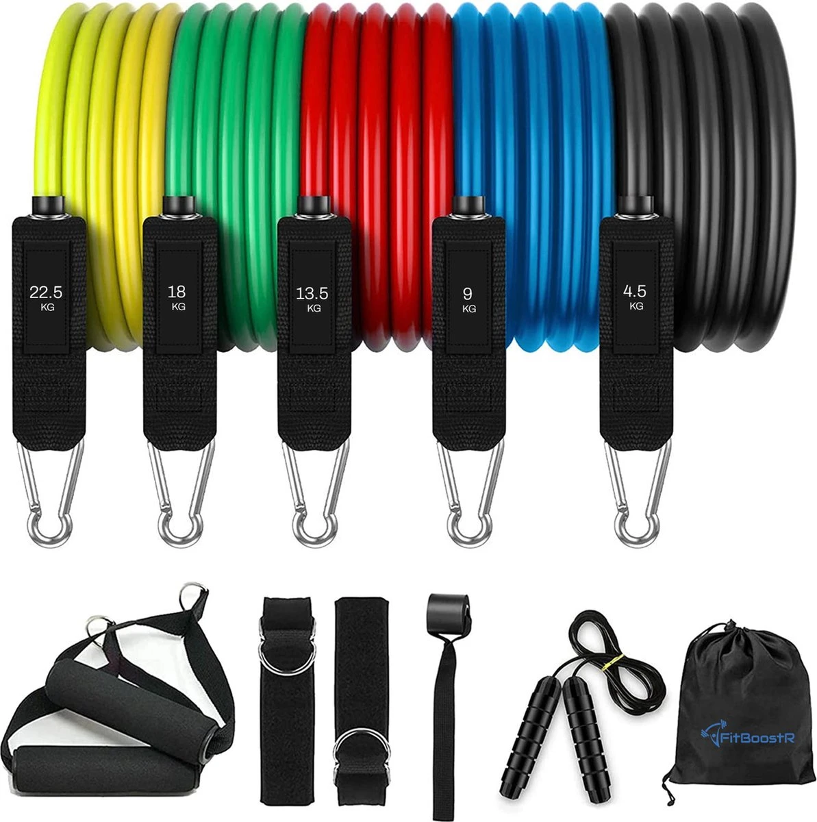 Resistance Band Set – Weerstandsbanden – Fitness Elastiek – Booty Band – Dubbellaags – Incl. Springtouw – Incl. Opbergzak – 11-Delig Resistance Band Set – Weerstandsbanden – Fitness Elastiek – Booty Band – Dubbellaags – Incl. Springtouw – Incl. Opbergzak – 11-Delig -Fitnessapparatuur Serie Winkel 1193x1200 12