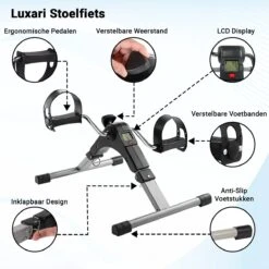 Luxari Stoelfiets - Inclusief Computer - Bureaufiets - Hometrainer - Deskbike - Beentrainer – Pedaaltrainer - Fietstrainer - Bewegingstrainer - Mini Hometrainer -Fitnessapparatuur Serie Winkel 1199x1200 3