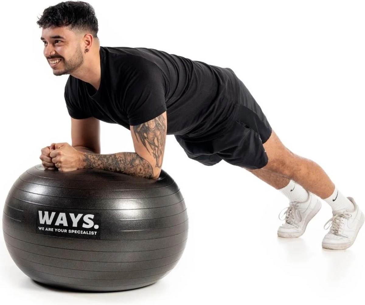 WAYS. Fitnessbal - Inclusief pomp - Zwart - 75 cm WAYS. Fitnessbal - Inclusief Pomp - Zwart - 75 Cm -Fitnessapparatuur Serie Winkel 1200x1004 3