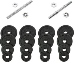 RS Sports Dumbellset - Halterset Met Gewichten - Totaal 30 Kg - 2 Stangen - Zwart -Fitnessapparatuur Serie Winkel 1200x1007 2