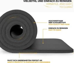 Tresko - Yogamat Zwart 1,5 Cm Dik - Fitness Mat - Sportmat - Pilates - Aerobics - Yoga Mat Met Draagriem -Fitnessapparatuur Serie Winkel 1200x1017