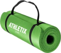 Athletix® Premium NBR Fitnessmat - Yogamat - 183 X 61 X 1.5 Cm - Met Draagriem En Draagtas - Groen