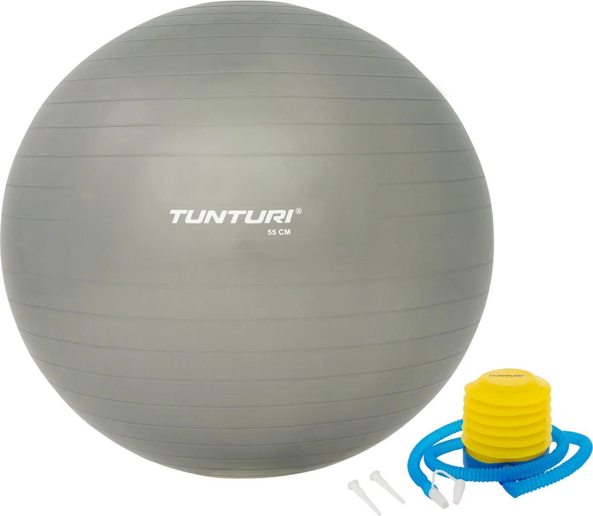 Tunturi Fitness bal - Yoga bal inclusief pomp - Pilates bal - Zwangerschaps bal - 55 cm - Kleur: zilver - Incl. gratis fitness app Tunturi Fitness Bal - Yoga Bal Inclusief Pomp - Pilates Bal - Zwangerschaps Bal - 55 Cm - Kleur: Zilver - Incl. Gratis Fitness App -Fitnessapparatuur Serie Winkel