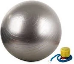 Yoga Bal Inclusief Pomp - Pilates Bal - Yoga Bal - Klein - Fitness Bal - Zwangerschapsbal - 65 Cm - Zilver