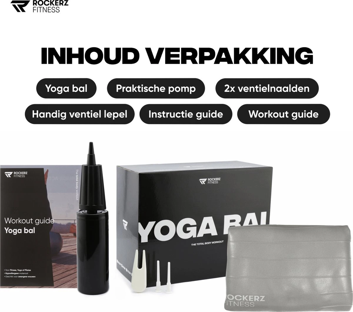 Rockerz Fitness® - Yoga bal inclusief pomp - Pilates bal - Fitness bal - Zwangerschapsbal - Goede houding bij het thuiswerken - 75 cm - kleur: Grijs Rockerz Fitness® - Yoga Bal Inclusief Pomp - Pilates Bal - Fitness Bal - Zwangerschapsbal - Goede Houding Bij Het Thuiswerken - 75 Cm - Kleur: Grijs -Fitnessapparatuur Serie Winkel 1200x1061 4