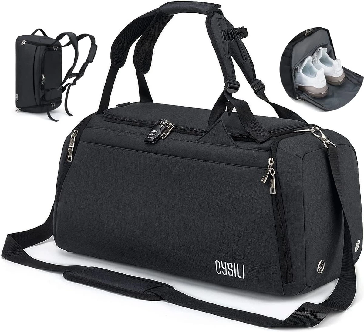 CySILI® Reistas, sporttas, kan als rugzak gedragen worden, handbagage, met schoenenvak en vak voor natte spullen, met cijferslot - voor dames en heren - tas voor sport, fitness, 42 liter inhoud, gym - travel bag & duffel bag CySILI® Reistas, Sporttas, Kan Als Rugzak Gedragen Worden, Handbagage, Met Schoenenvak En Vak Voor Natte Spullen, Met Cijferslot - Voor Dames En Heren - Tas Voor Sport, Fitness, 42 Liter Inhoud, Gym - Travel Bag & Duffel Bag -Fitnessapparatuur Serie Winkel 1200x1094 5