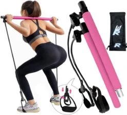 Rebenga Resistance Bar 2.0+ Trainingsschema - Multifunctioneel - Full Body Workout - Resistance Band Set - Weerstandsbanden - Fitness Elastiek Booty Band - Pilates - Pilates Bar - Booty Bar - Pilates Stick - Thuis Sporten + GYM ZAK