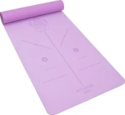 Atvana® Yoga Mat Positie Lijn - Ganesha - Fitness Mat - Sportmat - Anti Slip - Duurzaam - Extra Dik - Extra Breed - Paars - Ajna Purple